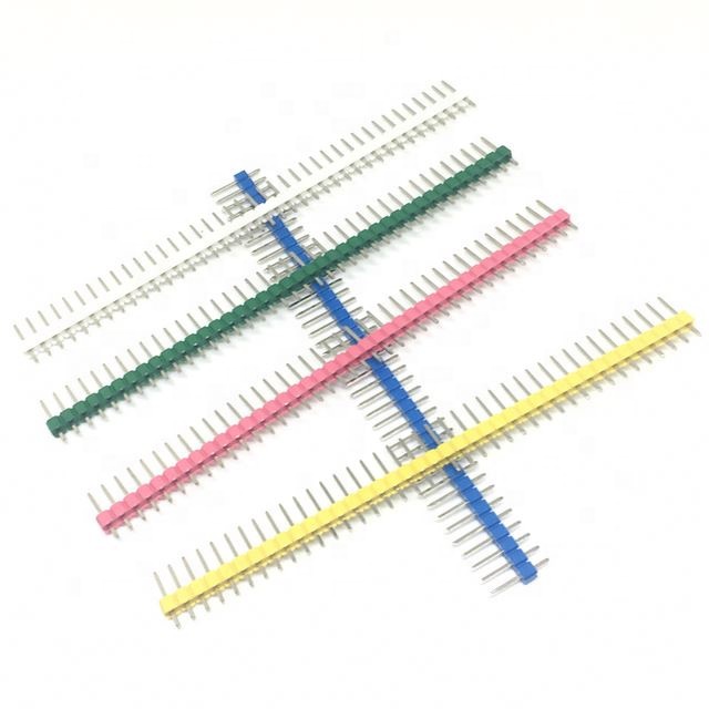 Pin Connector Male 2.54mm Pitch Pin Header Strip Single Row 40 pin Connector Kit for PCB board (5 Colors Each 10pcs)