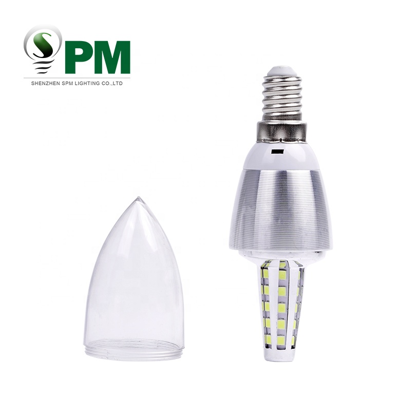 Hot Selling warm white 85-265v SMD E27 cool white Led candle Lamp Bulb