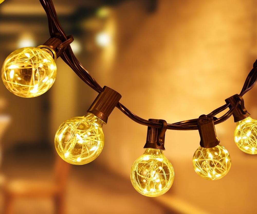 9.2m 10.7m G40 Globe Patio String Lights with 25pcs 30pcs Clear Bulbs Hanging Indoor Outdoor String Lights for Cafe Party