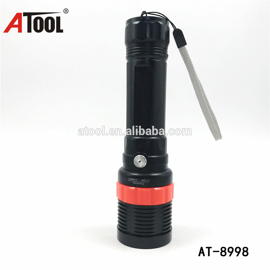 ATOOL Portable black plastic body super bright led rechargeable flashlight with concave glass