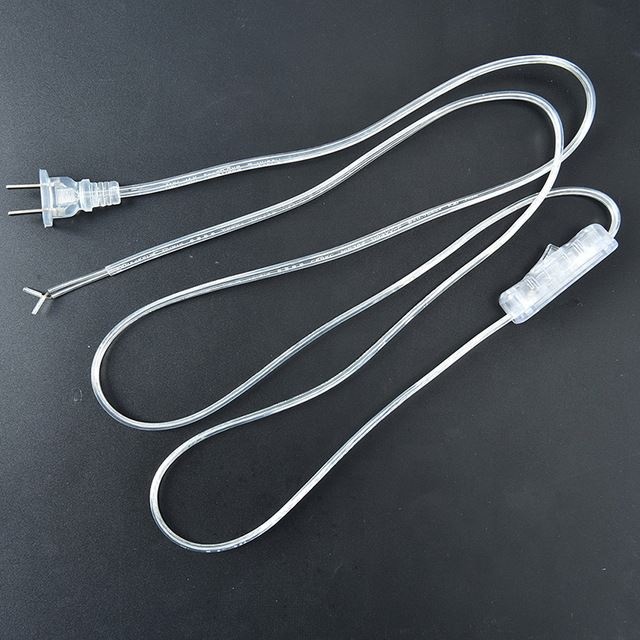 Transparent Wire Extension Cable Line Cable 1.8m On Off Power Cord For LED Lamp With Button Switch EU Plug Light Switching