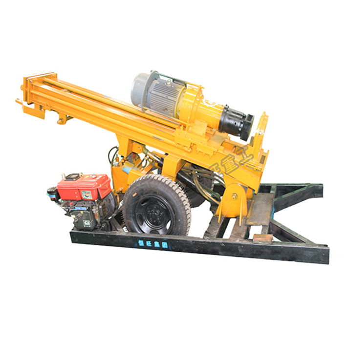 200M depth air compressor hard rock drilling rig with wheels