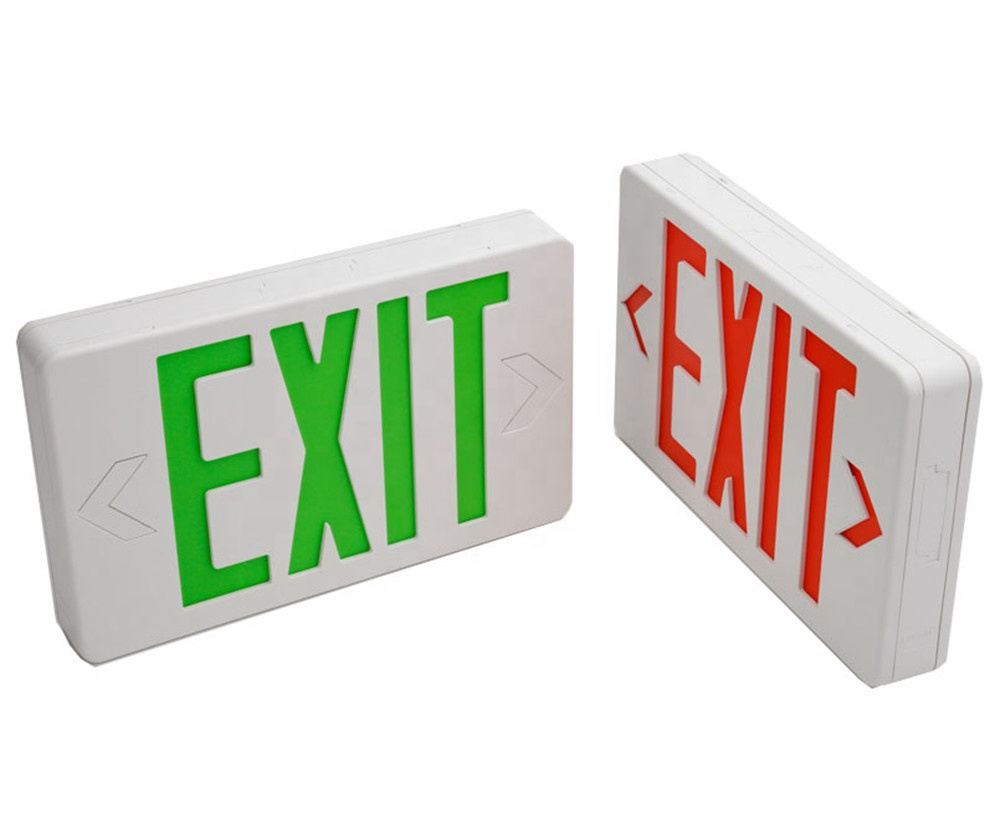 Rechargeable Emergency Lights Green EXIT Letter Sign Thermoplastic ABS Housing Double Face