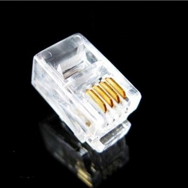 New Crystal Head RJ11 4P4C Modular Plug Gold Plated Network Connector New Arrival