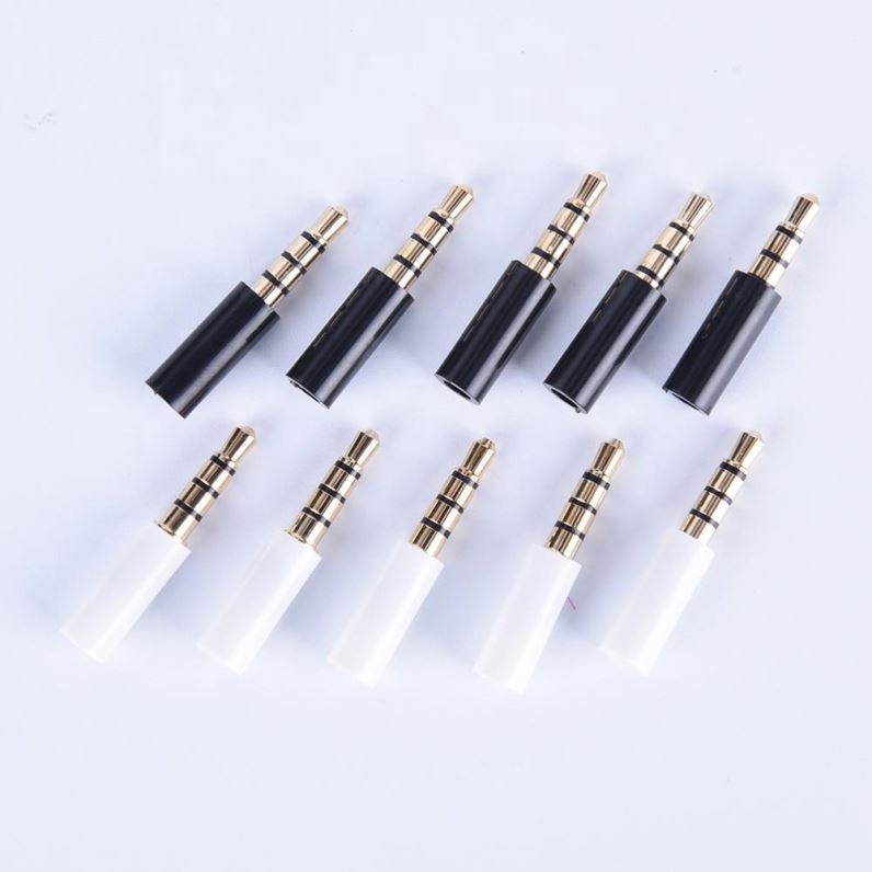 3.5mm Audio Plug Jack Adaptor Connector 3.5mm Stereo Headset Plug With Tail 4 Pole Gold Plated