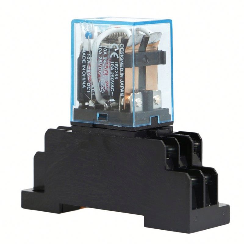 220V 10A Coil Power Relay DPDT LY2NJ HH62P HHC68A-2Z With Socket Base