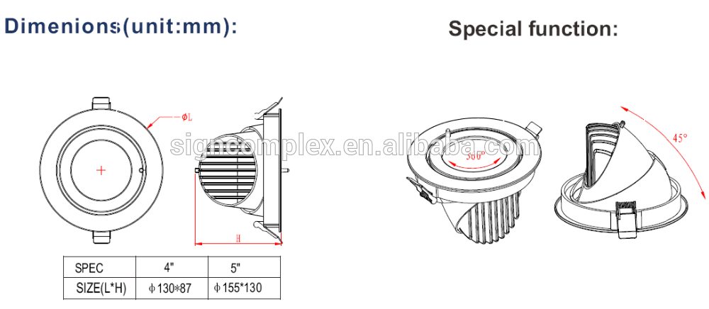 ceiling light led gimbal downlight rotatable cob led downlight