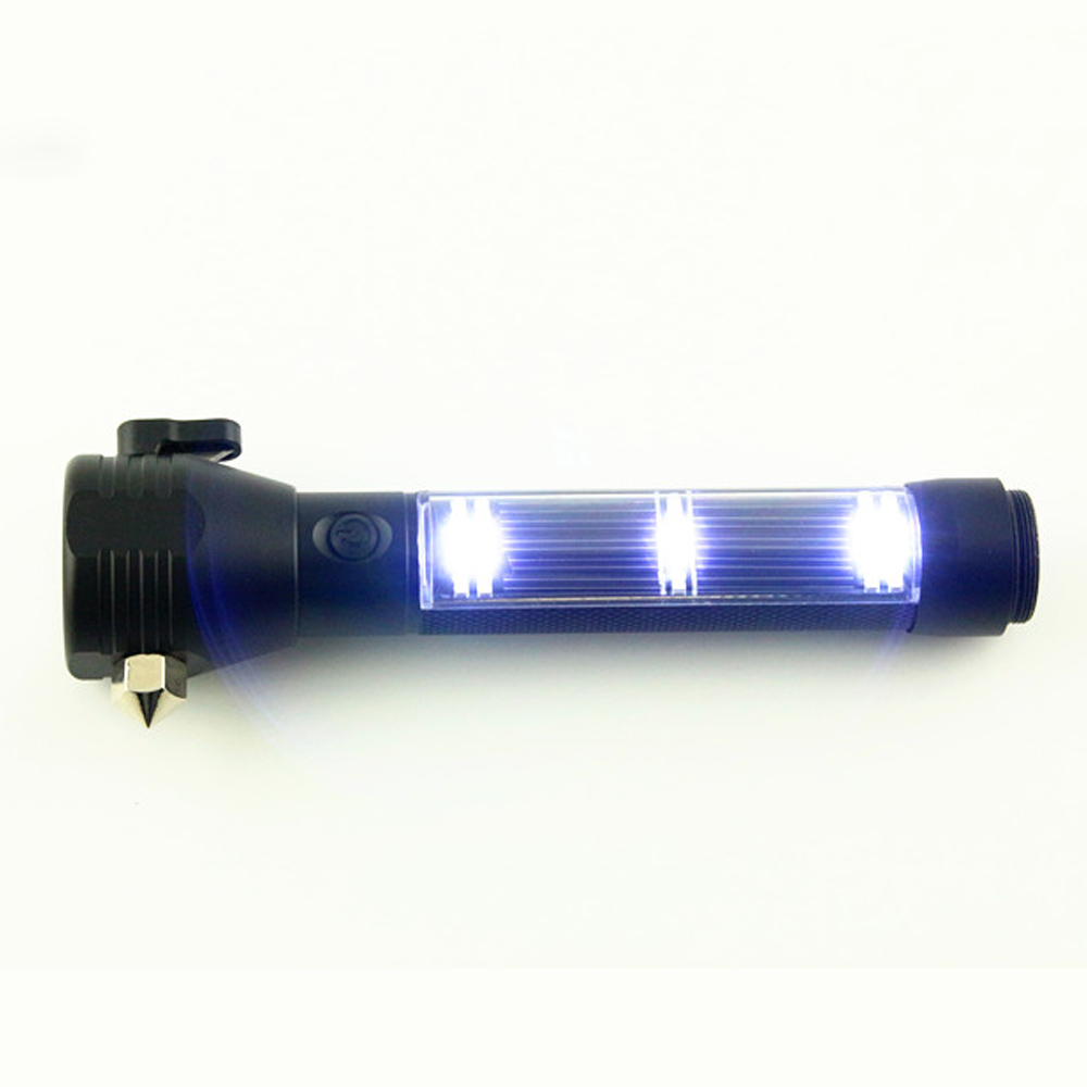 Solar Powered 10W LED Flashlight Safety Hammer rechargeable led torch light solar emergency flashlight with Power Bank Magnet