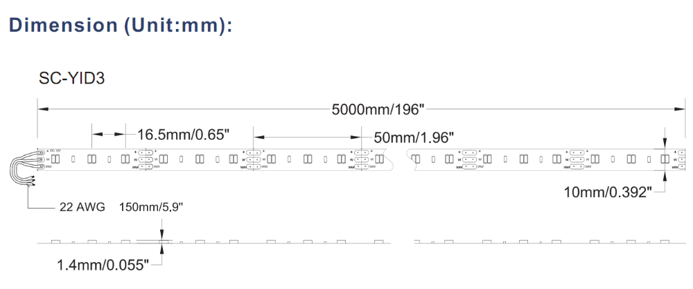SMD5225 60LEDs/m white+warm white hybrid ultra bright led flexible strip lighting