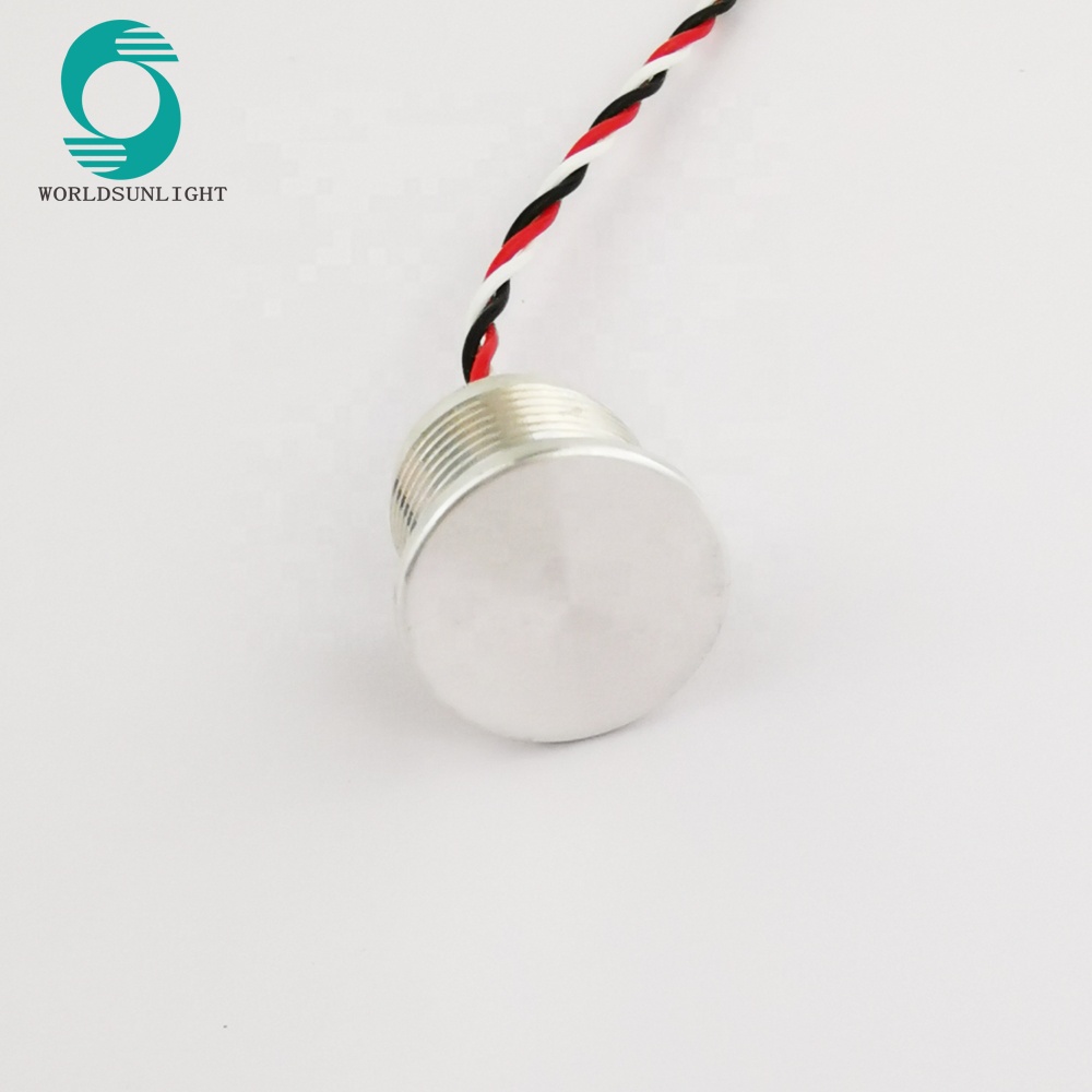 WS160F1NOL IP68 16mm natural anodized Flat operator Flyingleads 200mA 24VAC/DC Normally open ON-OFF Latching piezo switch
