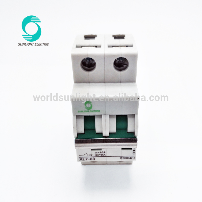 XL7-63 DC 500V 20A 6kA 2Pole dc Non Polarity mini circuit breaker prices mcb