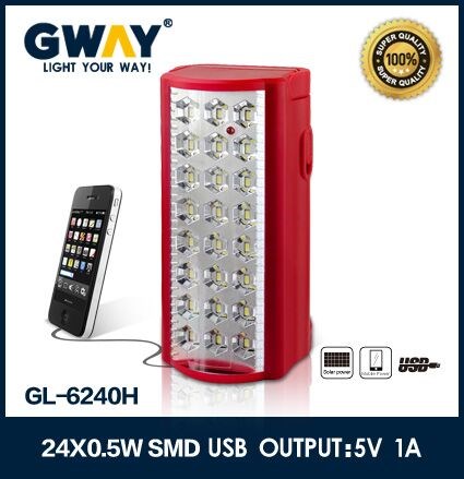 Rechargeable LED Emergency Lights Portable Lanterns With USB Slot Solar Panel