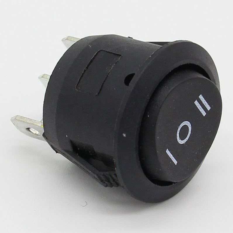 23mm Round Black 3 Pin 10A/125V 6A/250V AC 3 Position SPDT ON-OFF-ON Rocker Switch Snap-in
