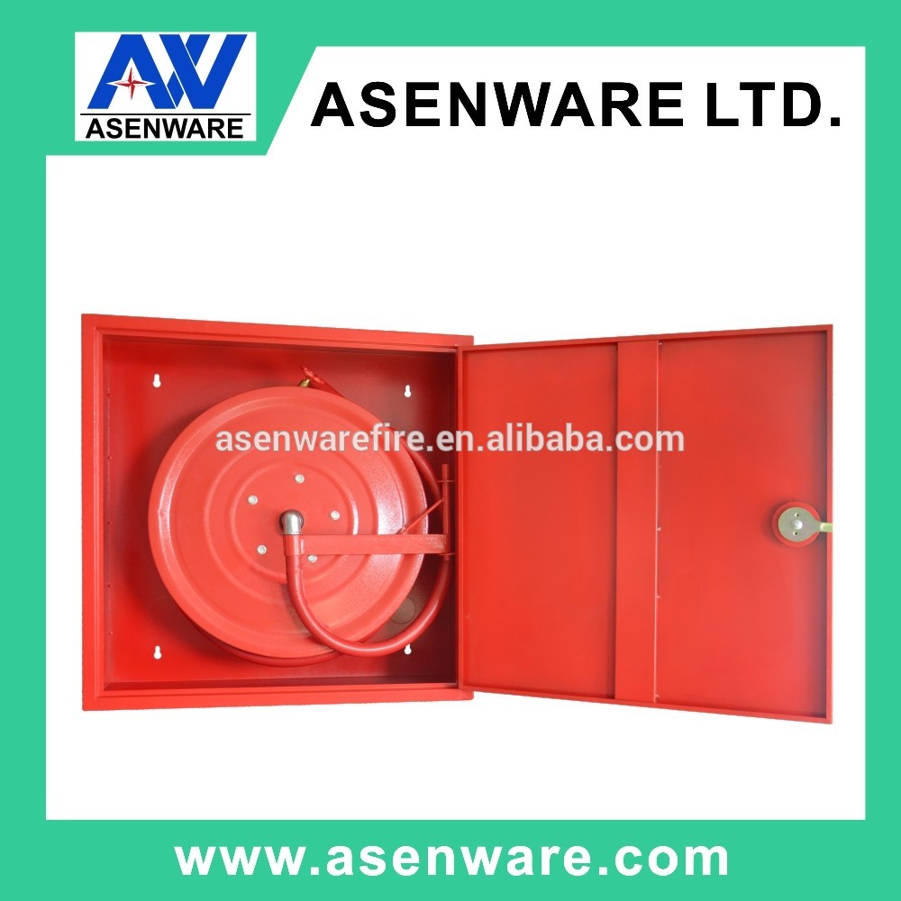 Hose reel fire fighting system and nozzles