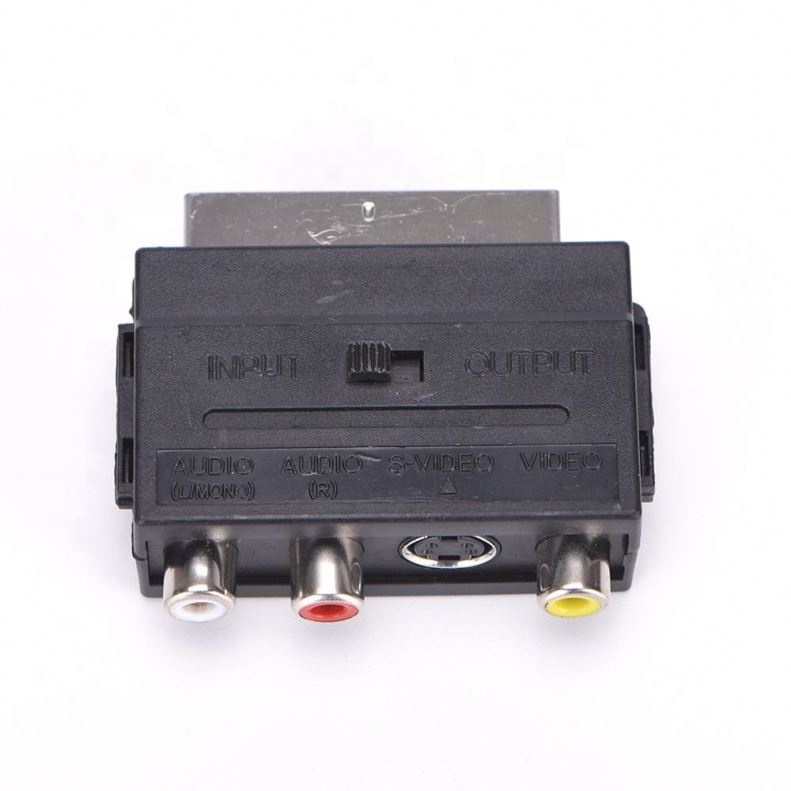 1 x 21 Pins SCART Male Plug To 3 RCA Female AV TV Audio Video Connector Adaptor Converter