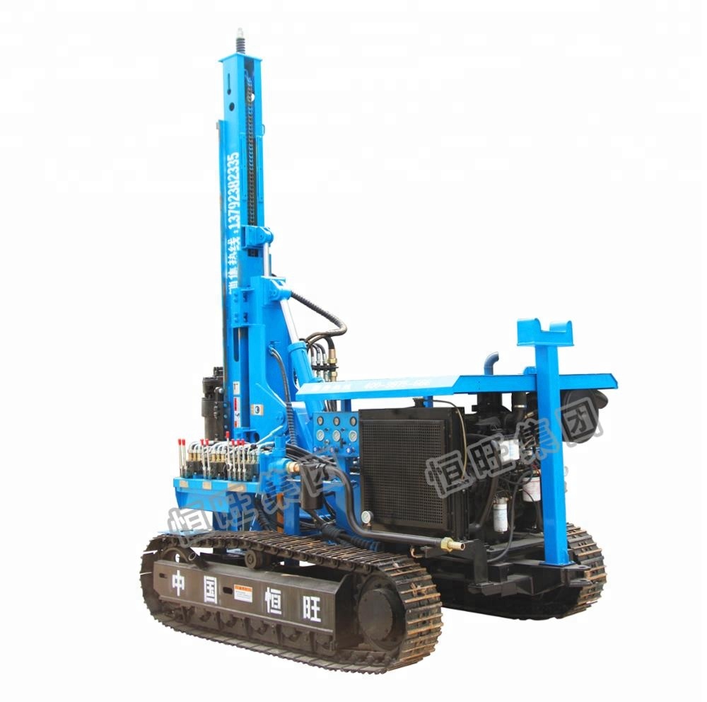 Photovoltaic solar drop hammer pile driver & screw drilling machine