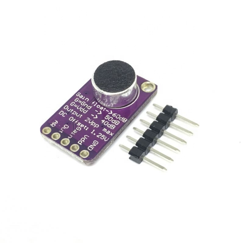 MAX9814 Electret Microphone Amplifier Board Module MIC Auto Gain Max 40dB/50dB/60dB Frequency 2.7V-5.5V With Pins For
