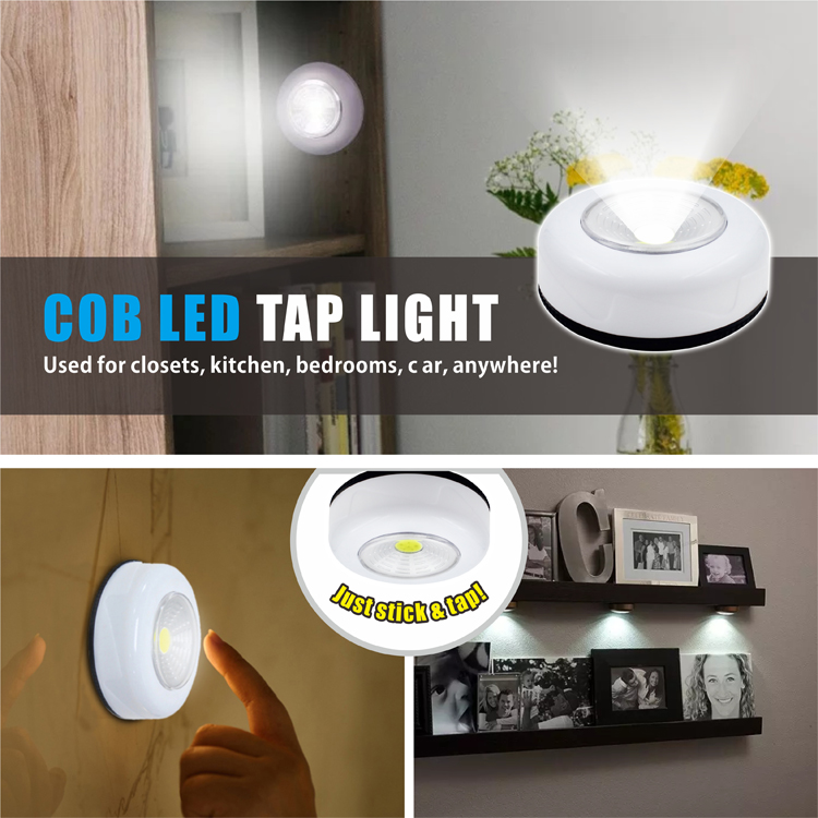 Stick Anywhere Batteries Included 80 Lumens On-Off Cob Led Tap Light