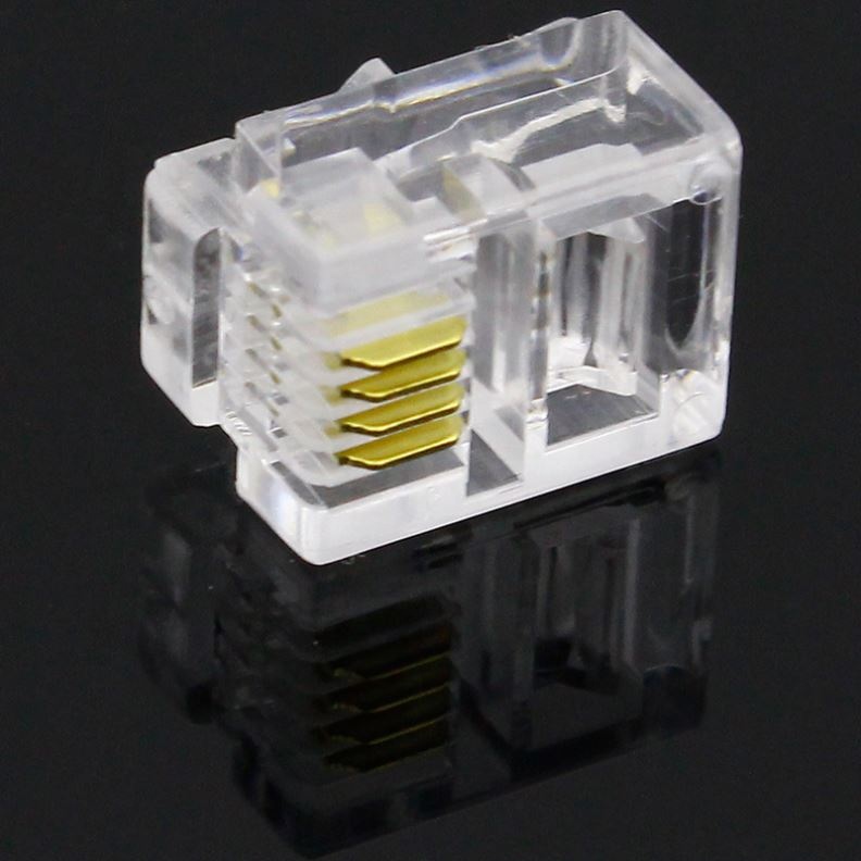 4P4C 4 Pins 4 Contacts RJ10 Telephone Modular Plug Jack, RJ10 Handset Connector