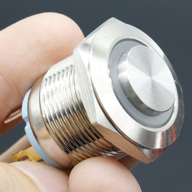 19mm Waterproof Momentary Stainless Steel Metal Doorbell Bell Horn Push Button Switch LED Car Auto