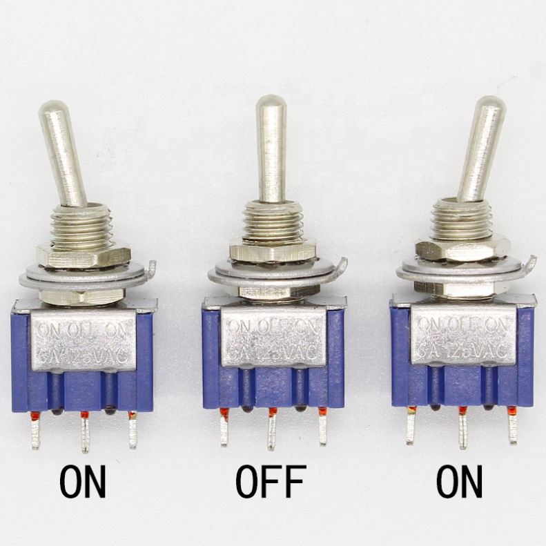 ON-OFF-ON 3 Pin 3 Position Mini Latching Toggle Switch AC 125V/6A 250V/3A