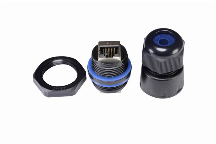 Singe head waterproof shielded Rj45 M25 F/F socket network bridge connector