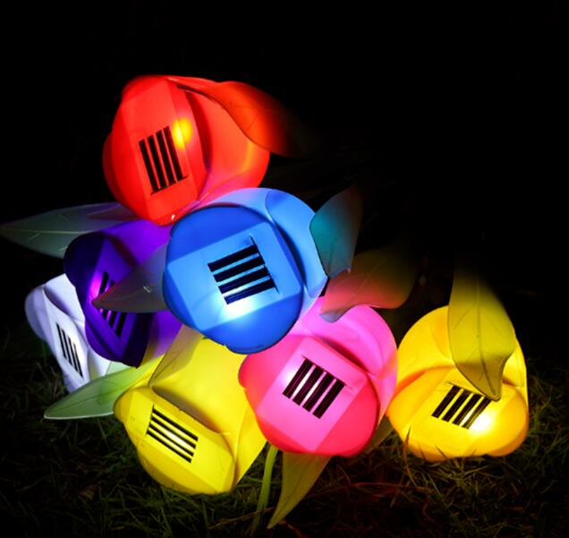 Flower Shaped Outdoor Yard Garden Lawn Path Lighting Solar Power LED Landscape Flower Lamp Lights Stake Lights