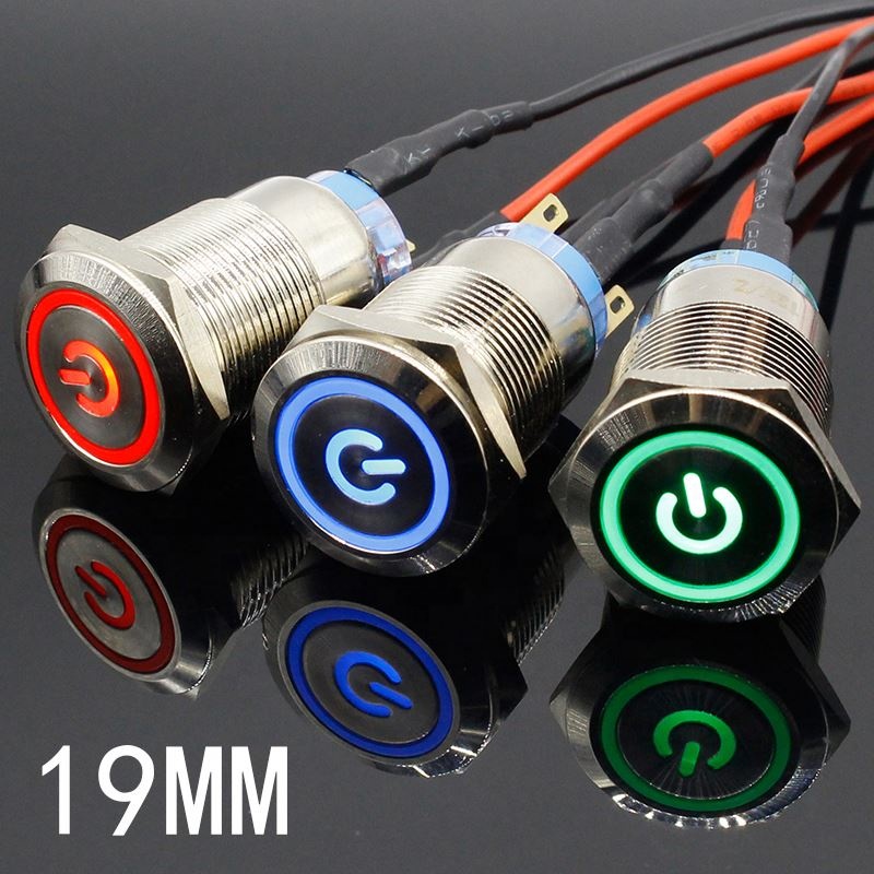 19mm Waterproof Momentary Latching Stainless Steel Metal Doorbell Bell Horn Push Button Switch LED Car Auto 5V 12V 24V 220V