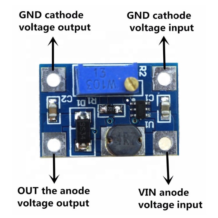 Smart Electronics DC-DC SX1308 Step-UP Adjustable Power Module Step Up Boost Converter 2-24V to 2-28V 2A
