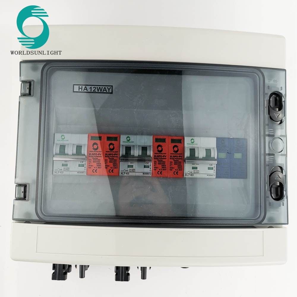 WSDB-PV series IP65 DC Solar PV Array Strings Combiner Box with MC4 and cable gland