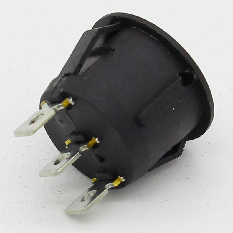 Mini Round Black 3 Pin SPDT ON-OFF Rocker Switch Snap-in
