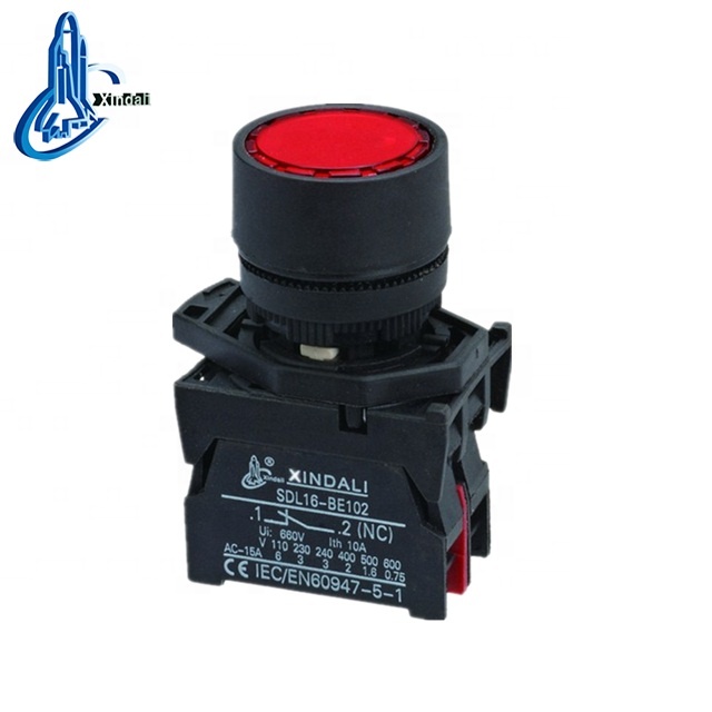 flush spring return round push button lighting electrical switches with led indicator XDL21-EWA3462