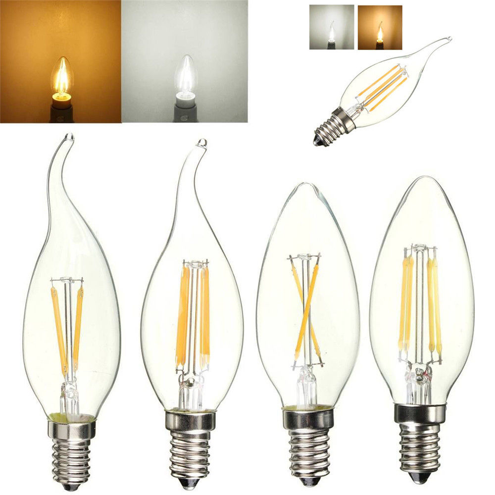LED Filament Bulb Retro Edison Lamp 220V E14 Vintage C35 Candle Light   Globe Ampoule Lighting COB Home Decor