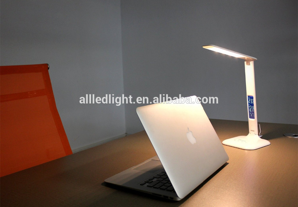 5-level Dimmable Touch Switch Folding LED Desk Lamp (Calendar and Alarm Clock,Temperature)