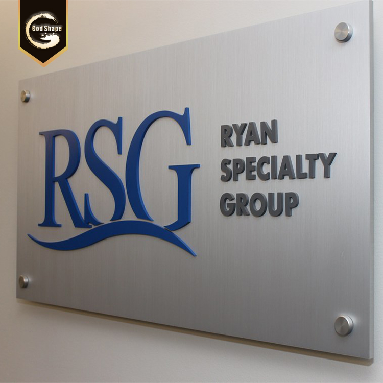 Indoor wall mount led sign acrylic channel letters business lobby illuminated logo sign