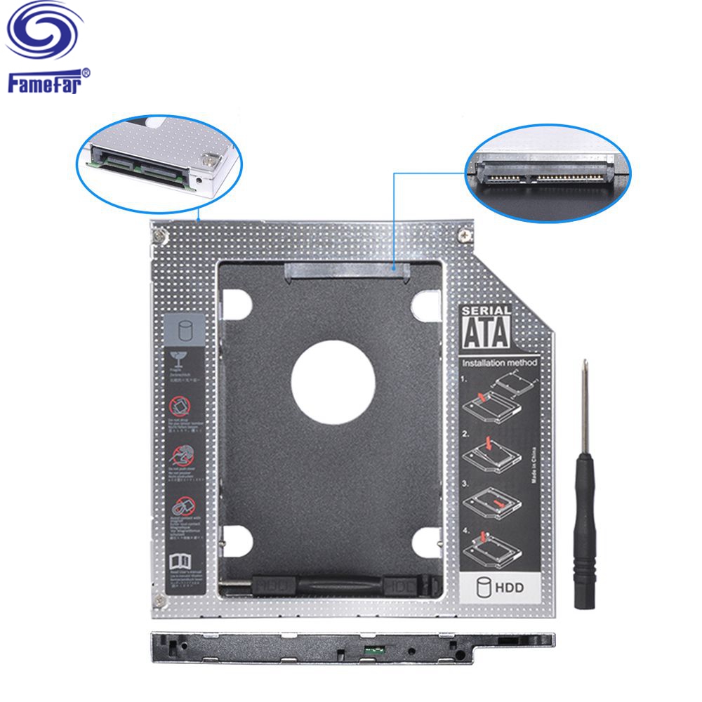 12.7mm 9.5mm Aluminum Universal dvd drive enclosure caddy external for 2.5 Hard SSD Case Laptop CD-ROM Optibay