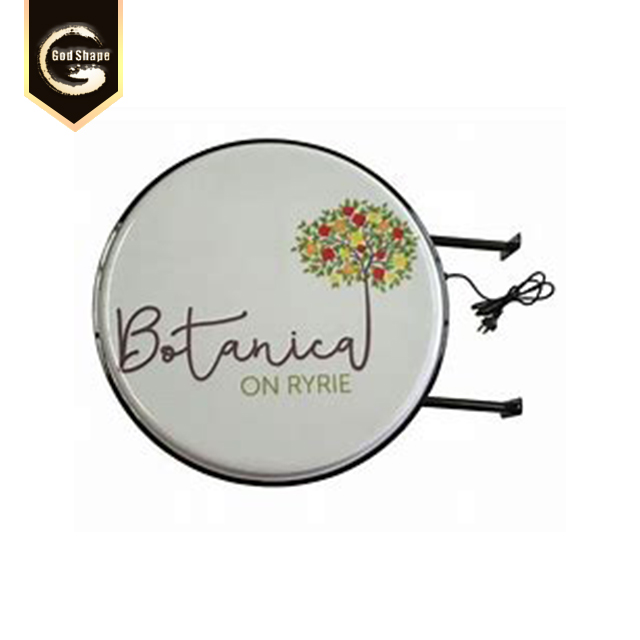 Advertising Bar Beer Food Acrylic Street Wall Mounted  Double Sided Round Light Boxes Led Light Box Sign