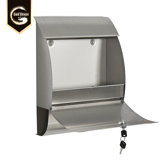 Apartment Outdoor Metal Wall Mounted  Curved  Stainless Steel Waterproof Letterbox Post Mailbox Lock