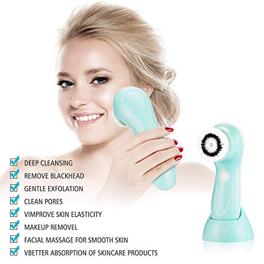 Popular 3 In 1 Electric Facial  Cleaning Brush Skin Care Blackhead Remover Washing Massager Scrubber Face Cleaner Machine