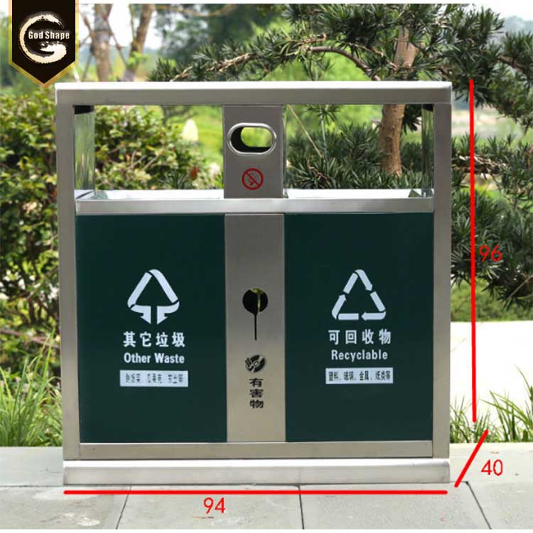 New hot sales outdoor stainless steel trash can for street with galvanized steem inner tank barrel