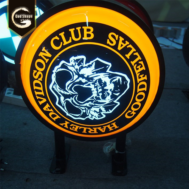 Exterior Double / Single Side Aluminum Frame Advertising Bar Club Wall Mounted Round LED Light Boxes Sign