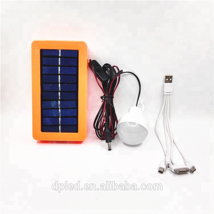 Portable mini solar panel charger with 3w light bulb