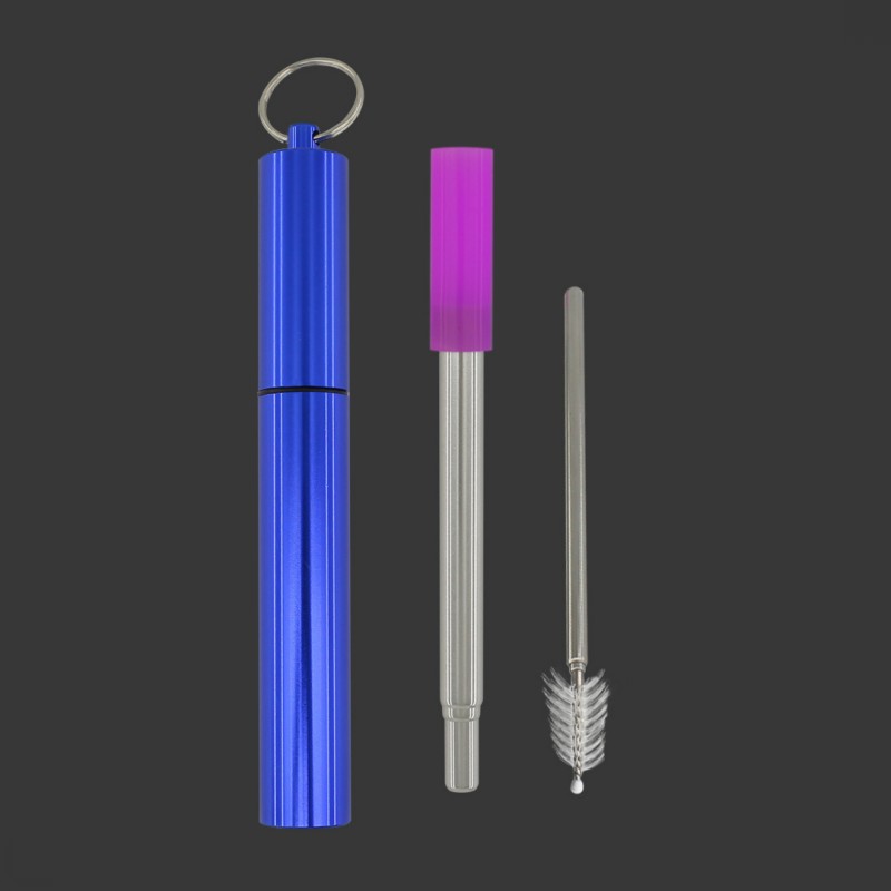 Stainless Steel foldable customized color portable collapsible drinking straw with colorful tube drinking metal straws