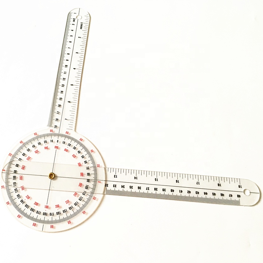 First aid plastic 12 Healthy Goniometer 360 degree Limb Angle PVC rule