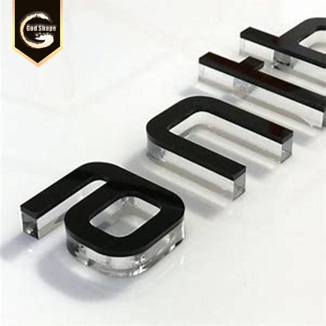 Factory Transparent Acrylic Crystal  3D Channel Letter Pizza Cafe Shopfront Light Wall Illuminated Car Logo Shop Sign