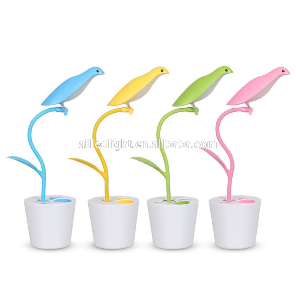 Bird Shape Smart Rechargeable LED USB Table Desk Lamp Light with pencil holder