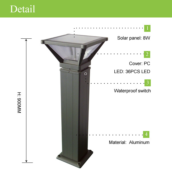 High lumens solar garden light, 8W super bright solar led lamps, outdoor street decorative solar lights