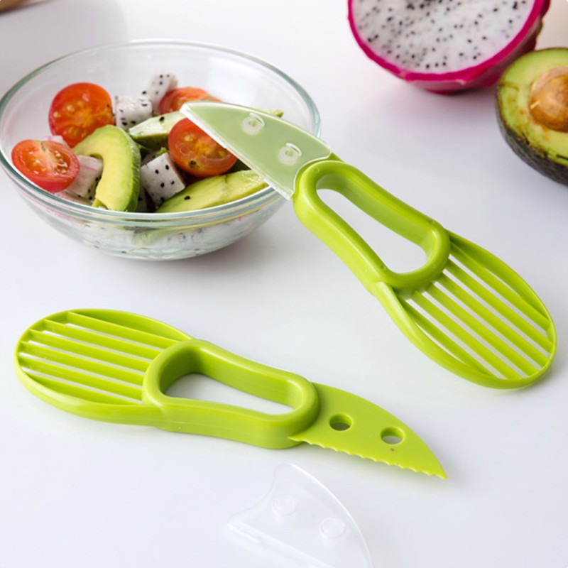 Generic 3 In 1 Avocado Slicer Peeler Skinner Color Green