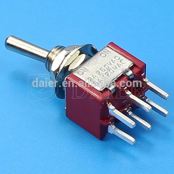 6A 125V DPDT 6Pin ON-ON PCB 2 Way Toggle Switch MTS 202