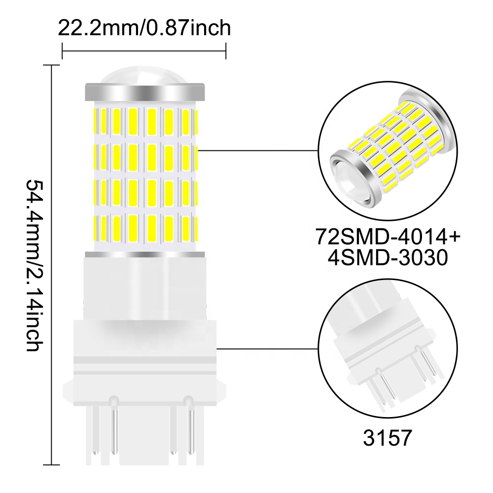 100% Tested Py21W 3157-72Smd-4014+4Smd-3030 Auto Car Side Indicator Led Smd Light